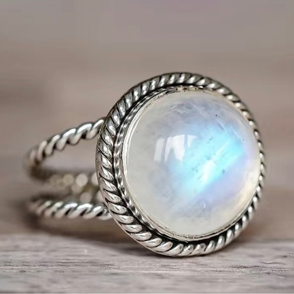 New!! Boho Style Moonstone Inlay Double Layer Ring - Picture 2 of 6